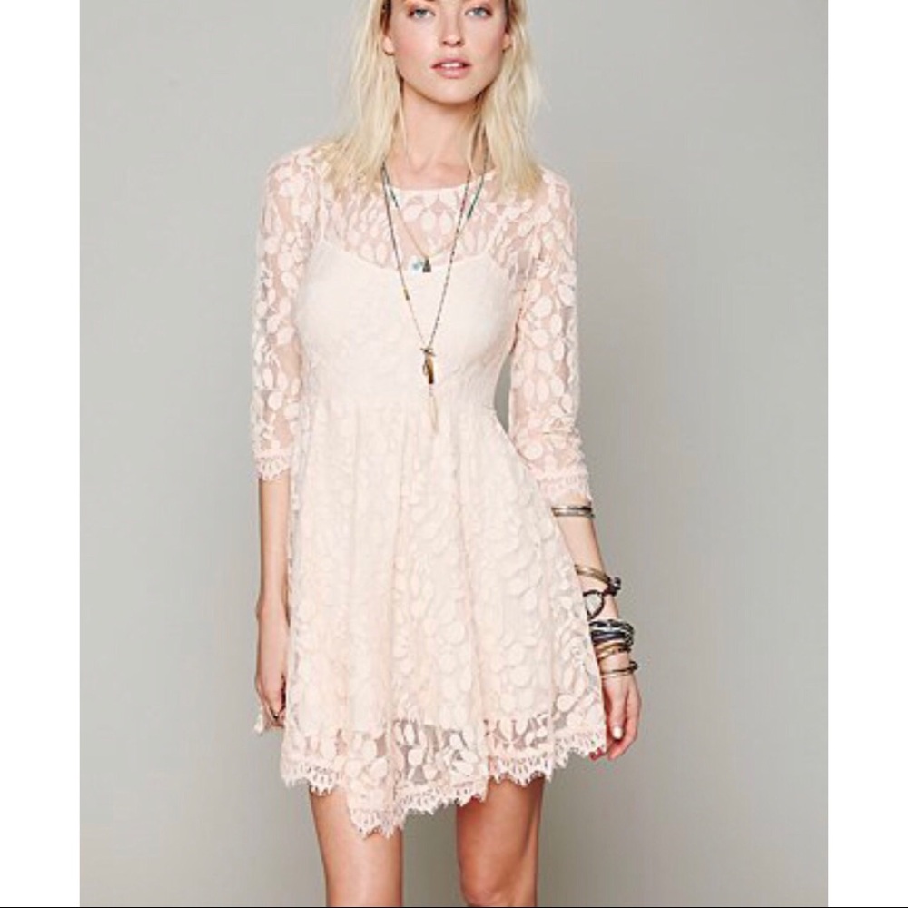 Free People Floral Mesh Lace Dress